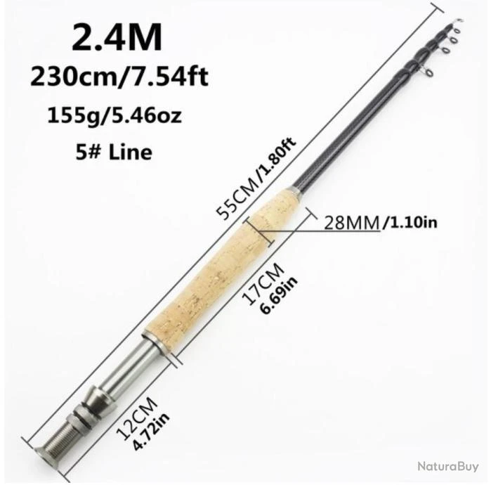 Canne à Mouche Téléscopique, 2.40m .......Livraison Offerte 1 Canne à Mouche Téléscopique, 2.40m .......Livraison Offerte