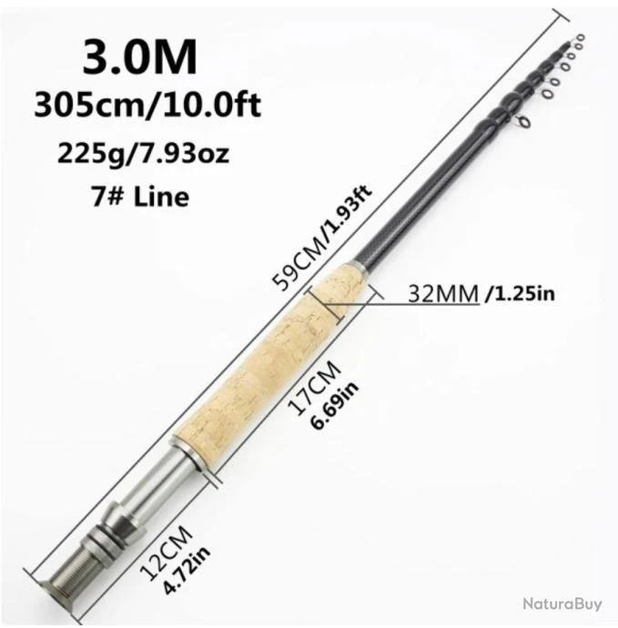 Canne à Mouche Télescopique 3.00m .......Livraison Offerte 1 Canne à Mouche Télescopique 3.00m .......Livraison Offerte