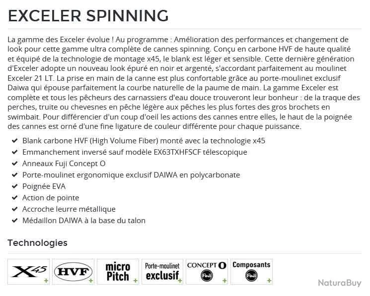 Exceler 1.83 M 2-6 G 602 UL Canne Spinning Daiwa 2 Exceler 1.83 M 2-6 G 602 UL Canne Spinning Daiwa – Image 2