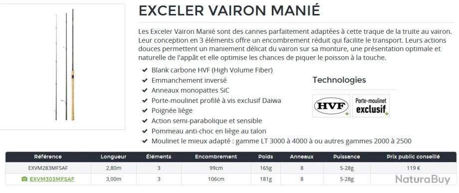 Exceler 3 M 5-28 G Canne Vairon Manié Daiwa 2 Exceler 3 M 5-28 G Canne Vairon Manié Daiwa – Image 2