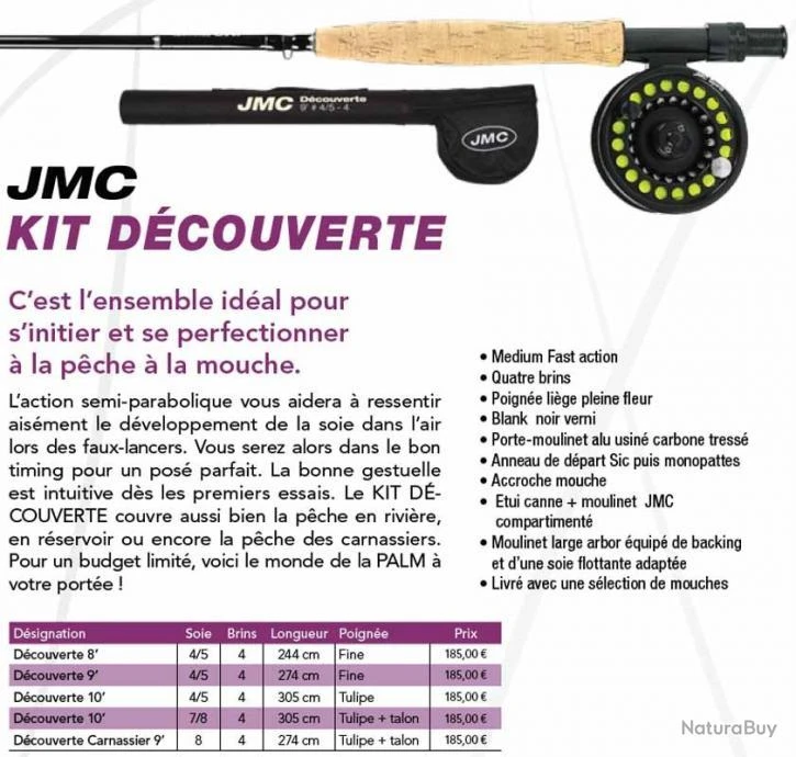 Kit JMC Decouverte Carnassier 9' Soie 8/9 4 Brins Ensemble Mouche JMC 2 Kit JMC Decouverte Carnassier 9' Soie 8/9 4 Brins Ensemble Mouche JMC – Image 2