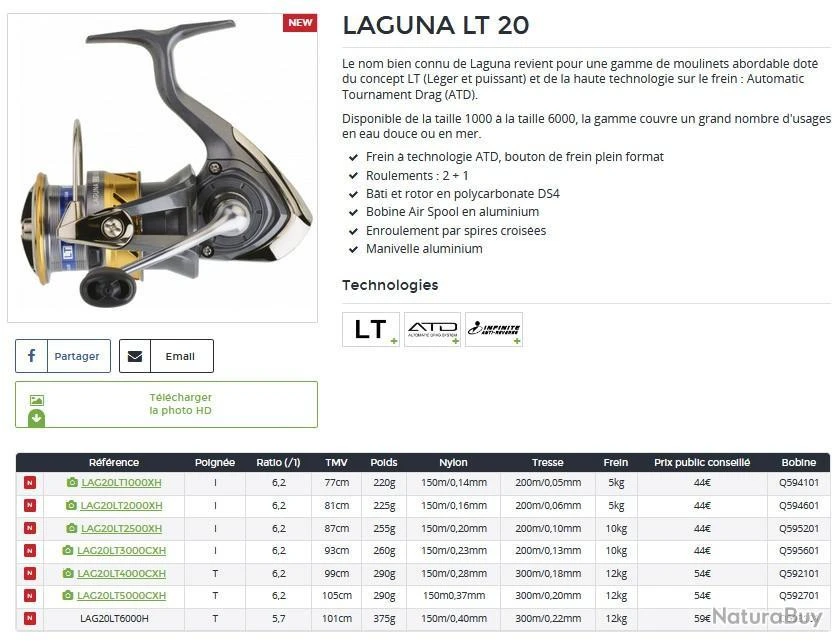 Laguna LT 2020 1000 XH Moulinet Spinning Daiwa 2 Laguna LT 2020 1000 XH Moulinet Spinning Daiwa – Image 2