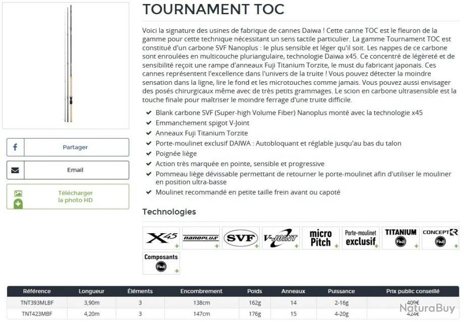 Tournament Toc 3.90 M 2-16 G 393 ML Canne Truite Appât Naturel Daiwa 2 Tournament Toc 3.90 M 2-16 G 393 ML Canne Truite Appât Naturel Daiwa – Image 2