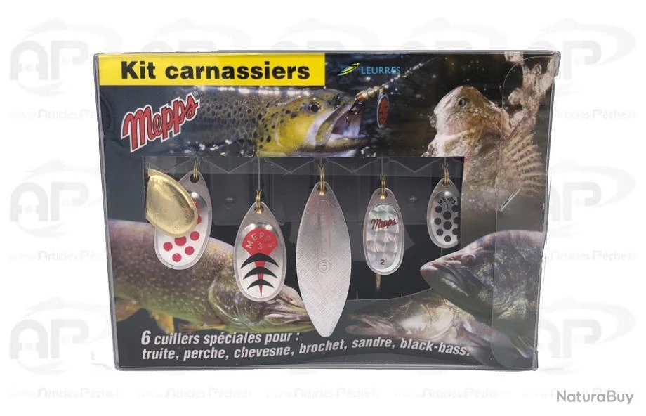Kit Carnassiers Mepps Noir - Rouge - Argent - Or 6 Cuillers Différentes 16.4 Cm 1 Kit Carnassiers Mepps Noir - Rouge - Argent - Or 6 Cuillers Différentes 16.4 Cm