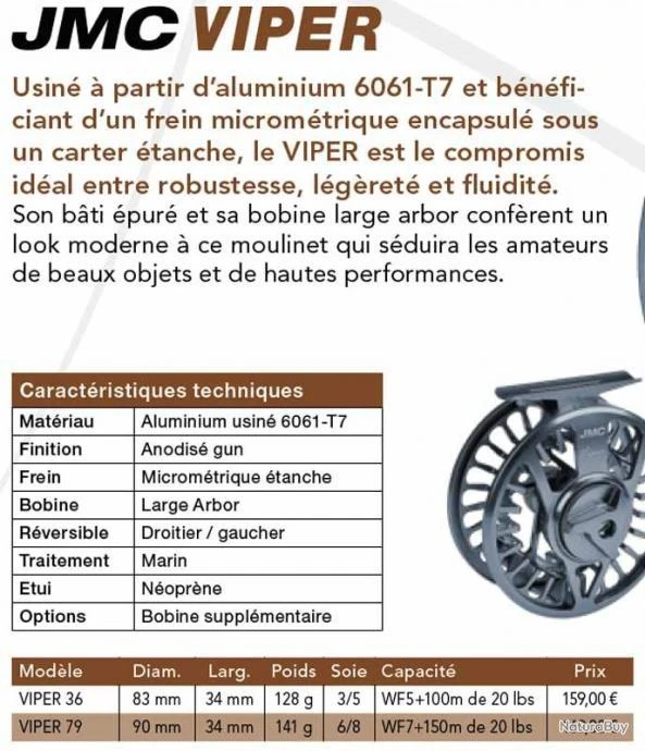 Viper 79 Soie 6/8 Moulinet Mouche JMC 3 Viper 79 Soie 6/8 Moulinet Mouche JMC – Image 3
